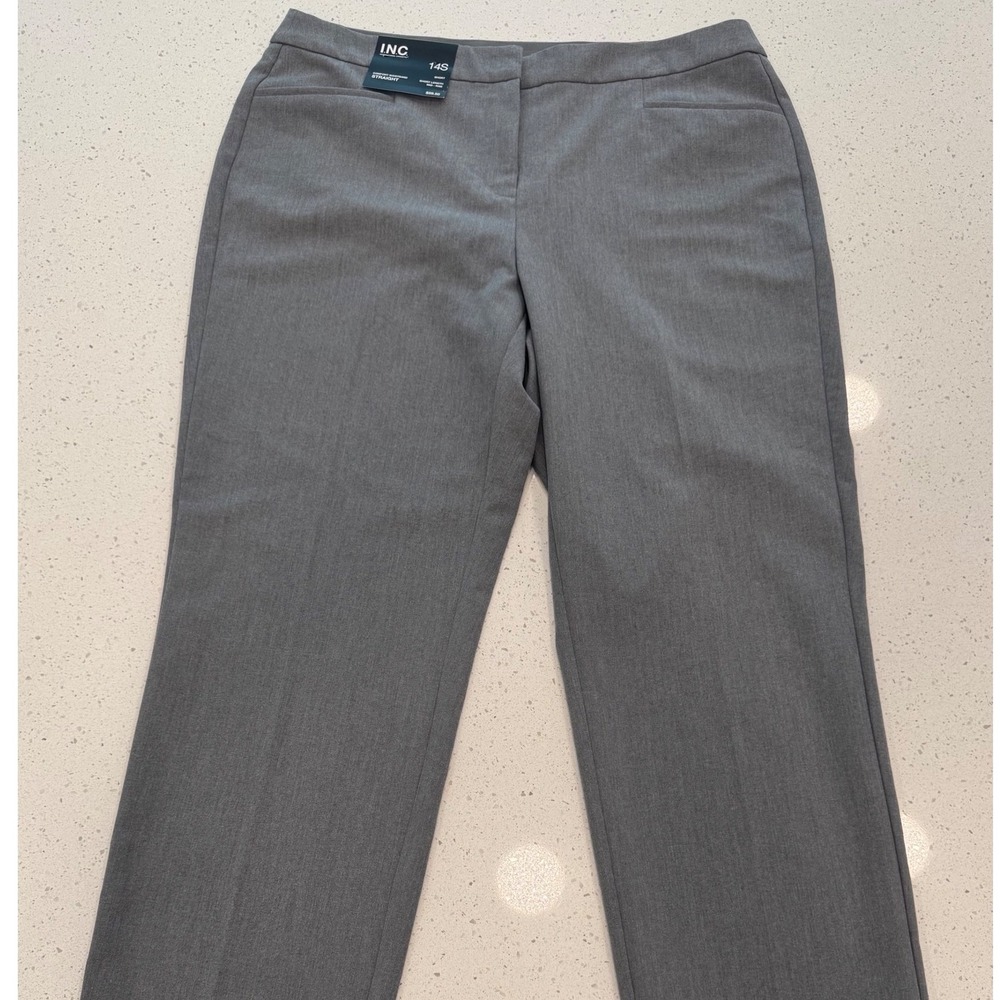 INC Straight Leg Pants Women 14S Gray NEW Office Business Casual Dress Trousers